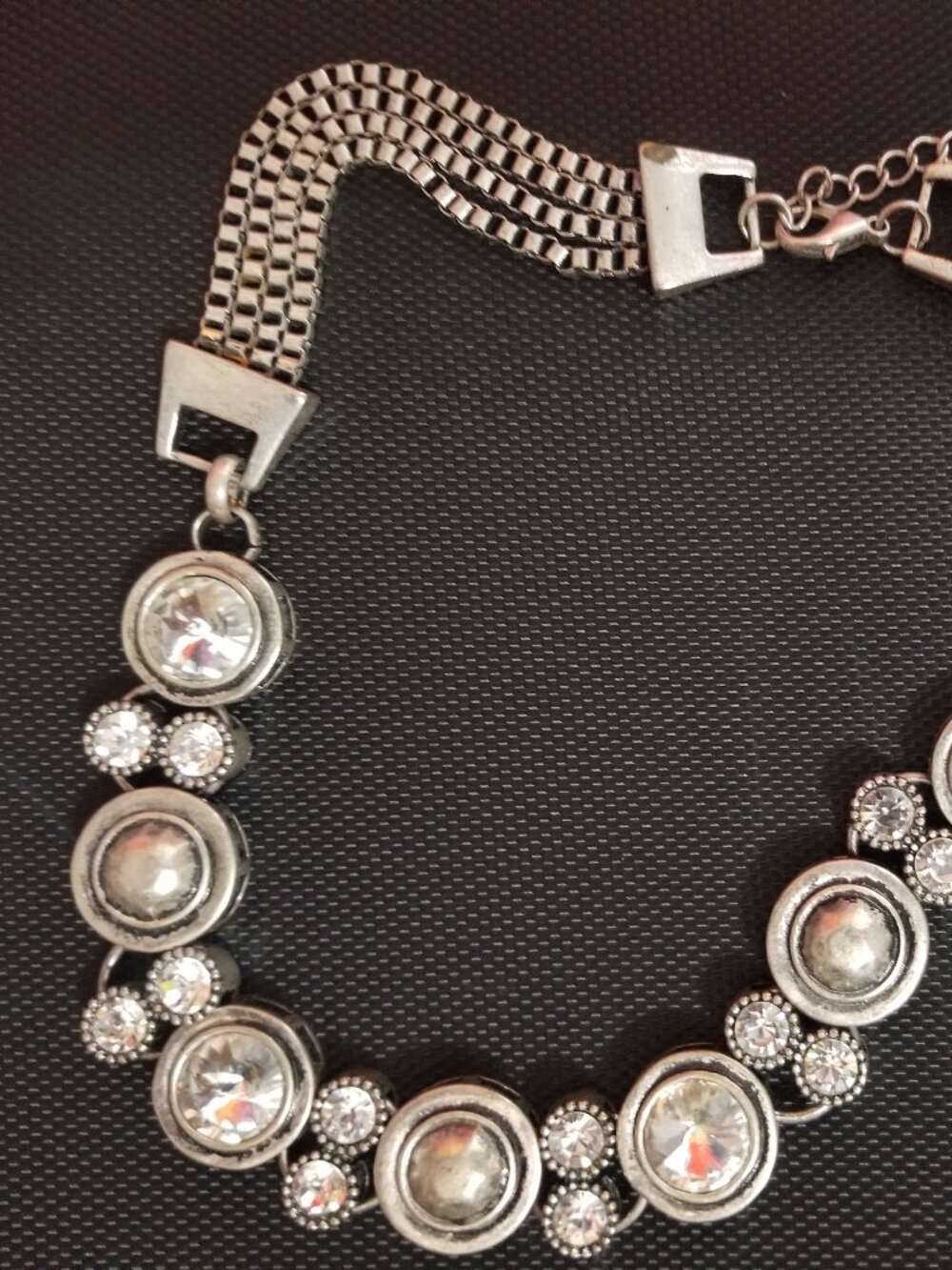 Vintage Too-Big-To-Be-Real [Crystal] Sterling Victorian-Style Choker-Necklace